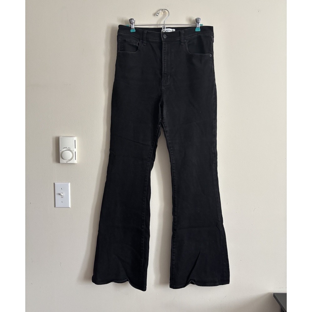 Abercrombie & Fitch Womens Jeans The Flare Ultra High Rise Black 32 14 Long 14L